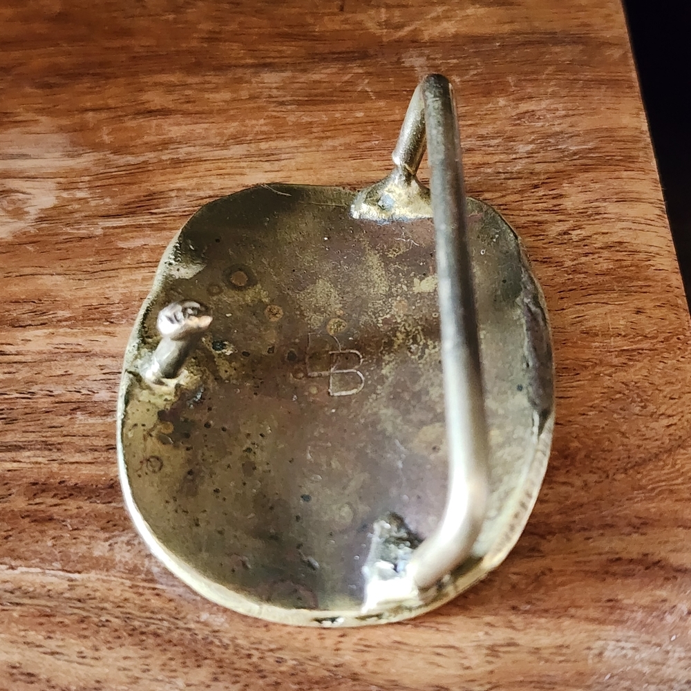 Vintage 70's Handmade David Bowman Oval Brass Tree Belt Buckle - Picture 2 of 6